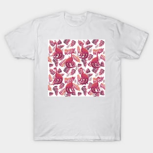 Modern Dinosaur Pattern - Coral T-Shirt